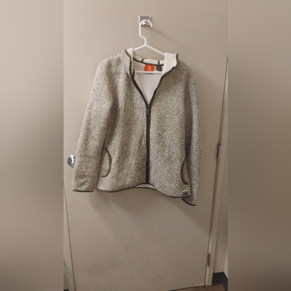 Merrell Womens Full Zip Fleece Fuzzy Lining Hooded Jacket Sz L